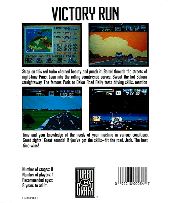 Victory Run — Box back