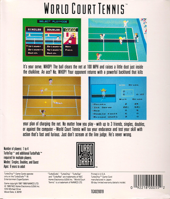World Court Tennis — Box back