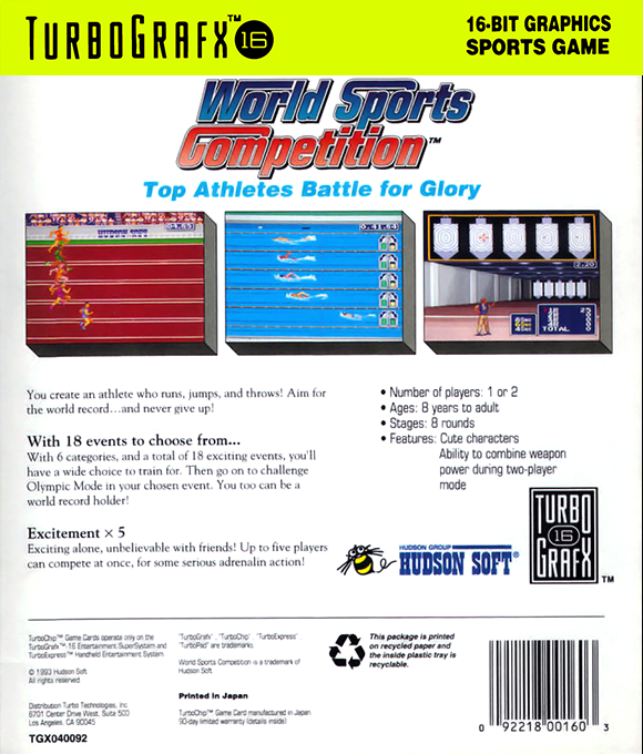 World Sports Competition — Box back