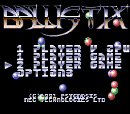 Ballistix — Title screen
