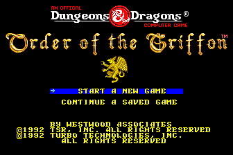 Dungeons & Dragons : Order of the Griffon — Title screen