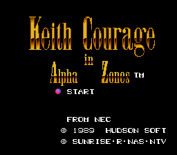 Keith Courage in Alpha Zones — Title screen