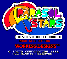 Parasol Stars : The Story of Bubble Bobble III — Title screen