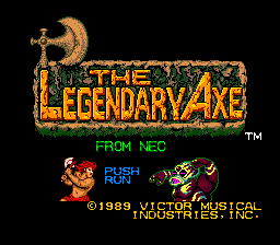 The Legendary Axe — Title screen