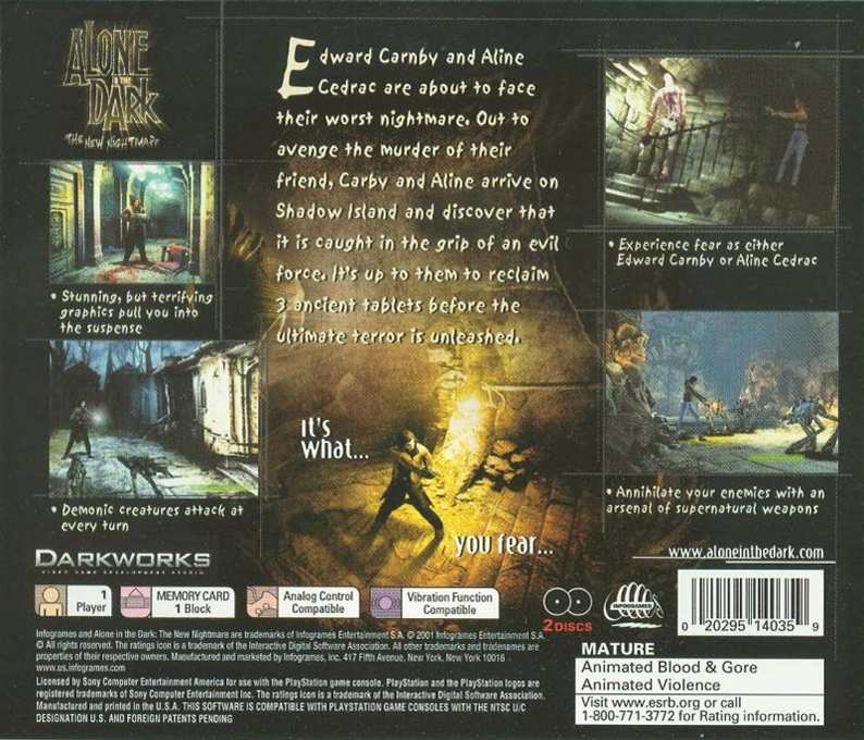 Alone in the Dark : The New Nightmare — Box back