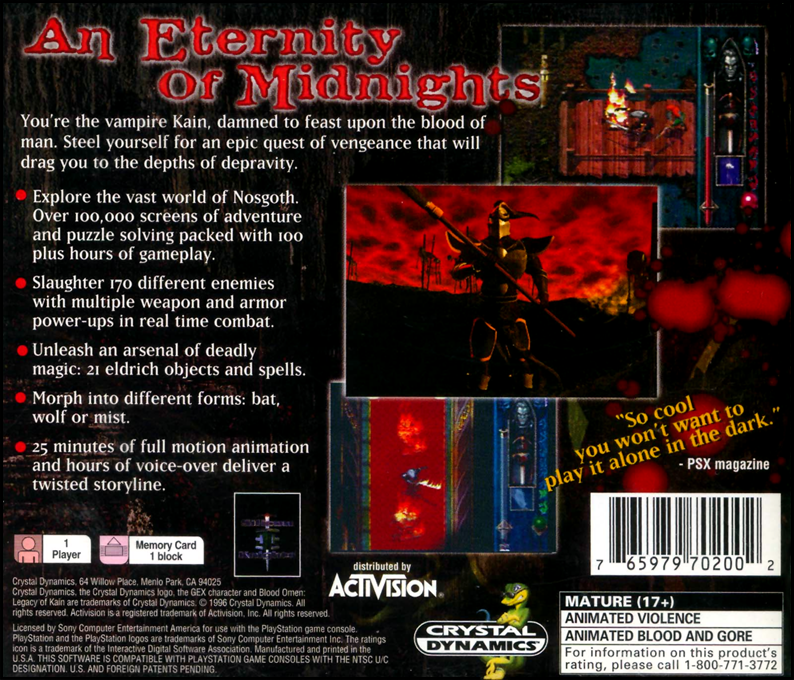 Blood Omen : Legacy of Kain — Box back