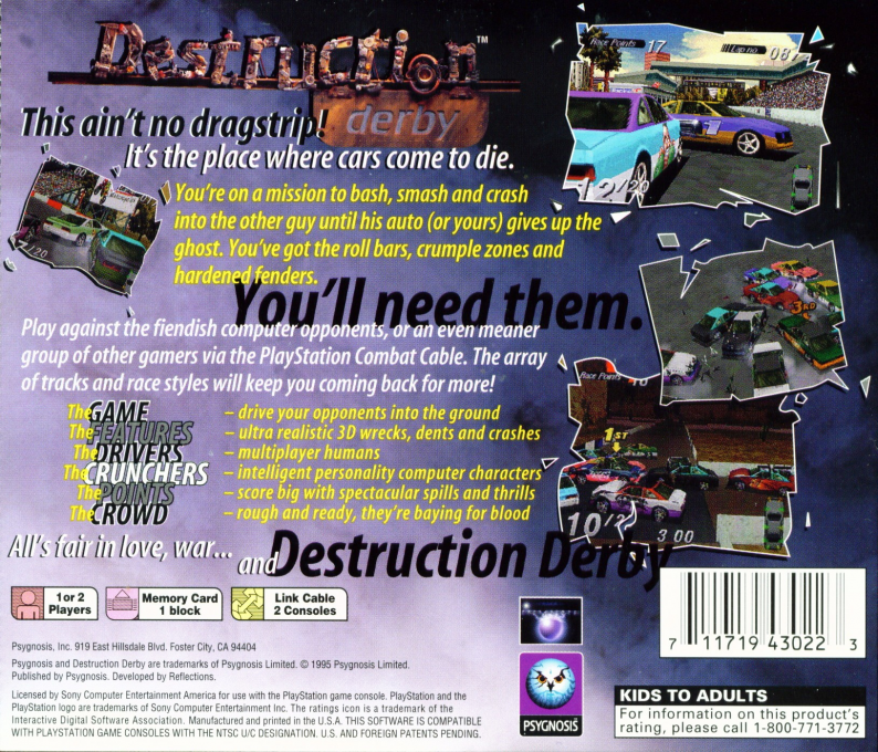 Destruction Derby — Box back