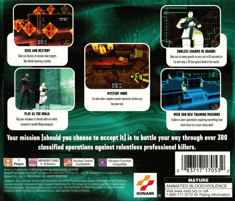 Metal Gear Solid : VR Missions — Box back