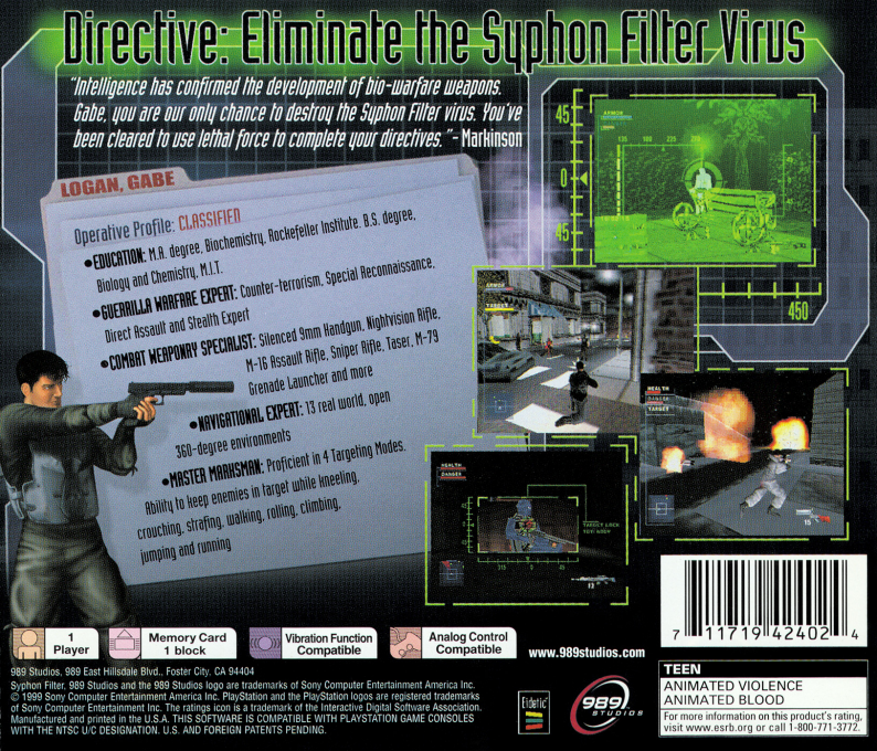 Syphon Filter — Box back