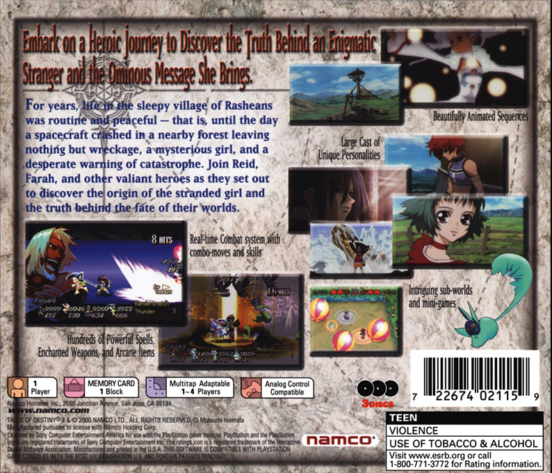 Tales of Destiny II — Box back