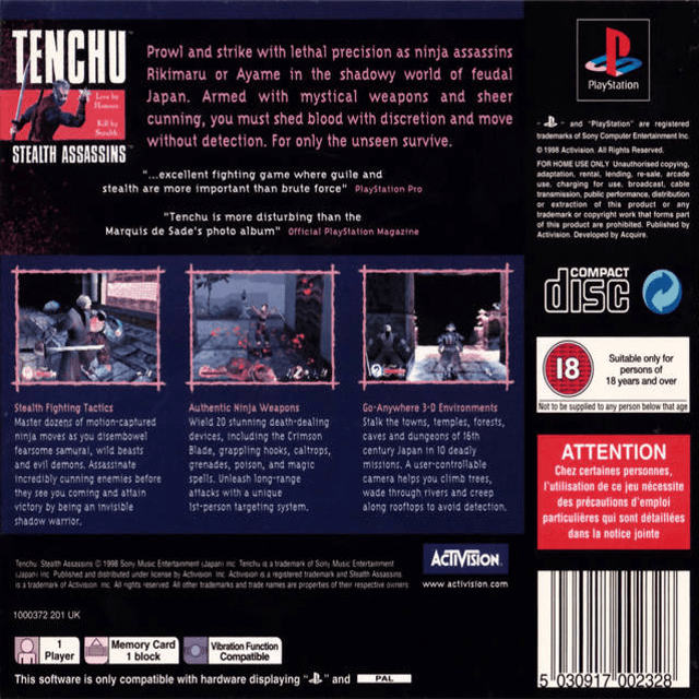 Tenchu : Stealth Assassins — Box back