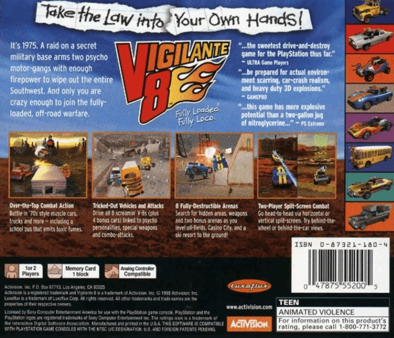 Vigilante 8 — Box back