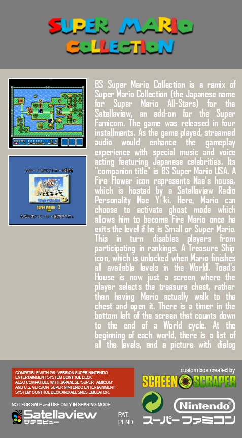 BS Super Mario Collection — Box back