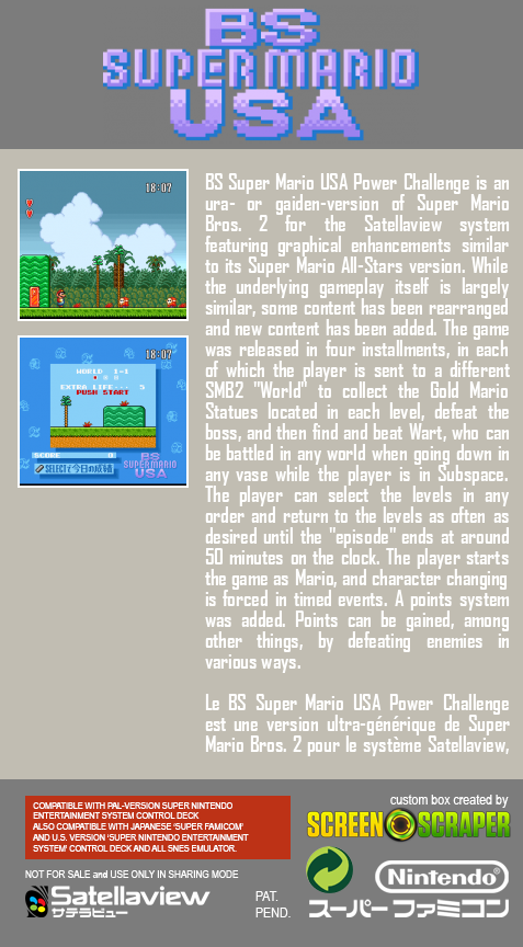 Bs Super Mario Usa Power Challenge — Box back