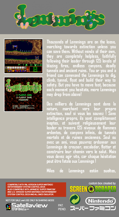 Lemmings — Box back