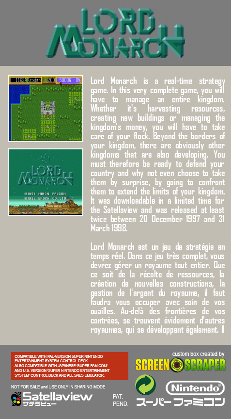 Lord Monarch — Box back