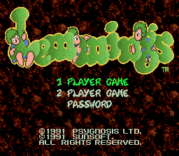 Lemmings — Title screen