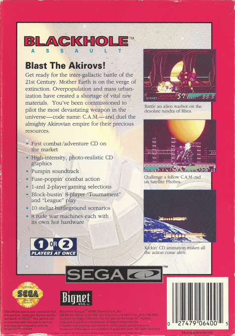 Blackhole Assault — Box back