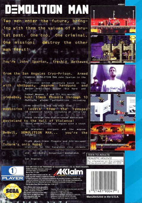 Demolition Man — Box back