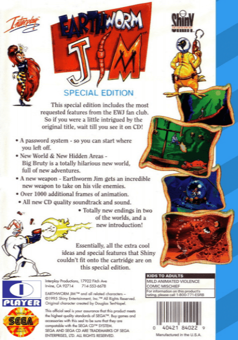 Earthworm Jim : Special Edition — Box back