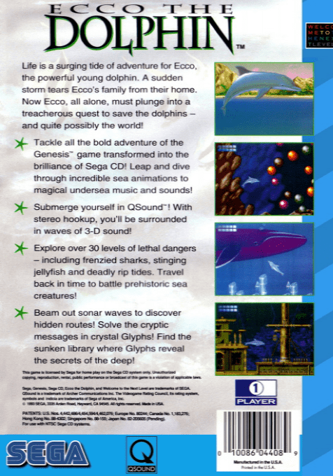 Ecco the Dolphin — Box back