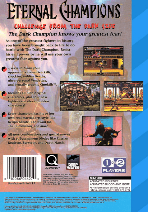 Eternal Champions : Challenge from the Dark Side — Box back