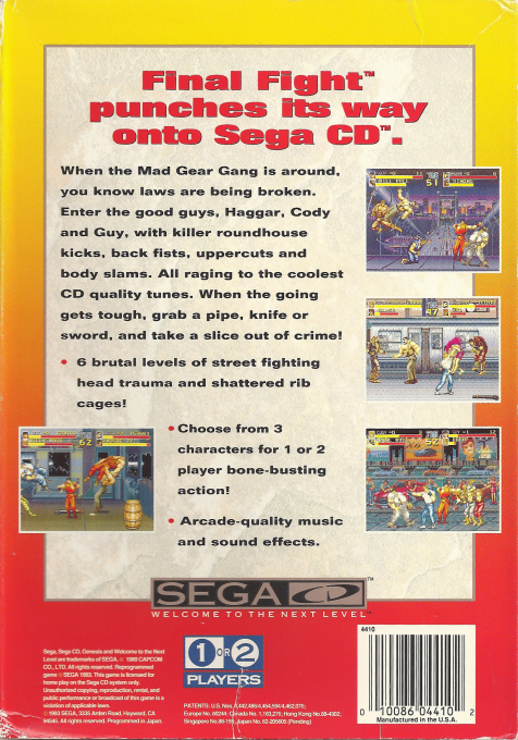 Final Fight CD — Box back