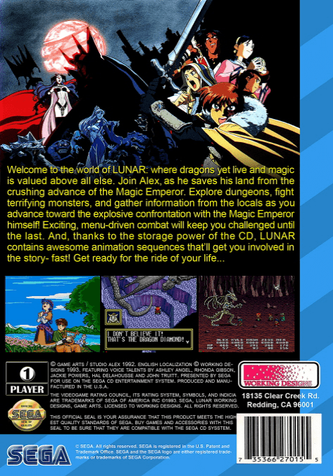 Lunar : The Silver Star — Box back