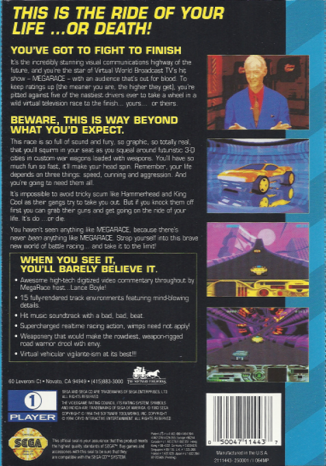 MegaRace — Box back