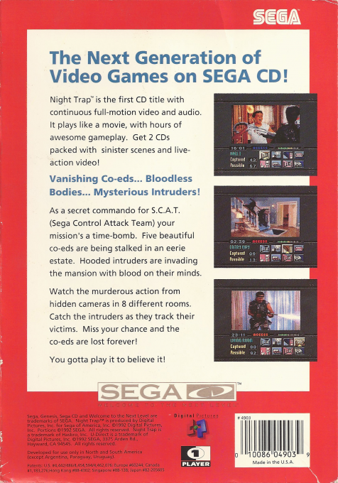 Night Trap — Box back