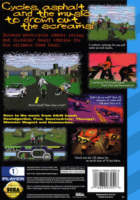 Road Rash — Box back