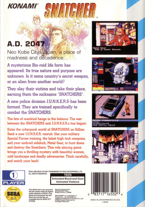 Snatcher — Box back