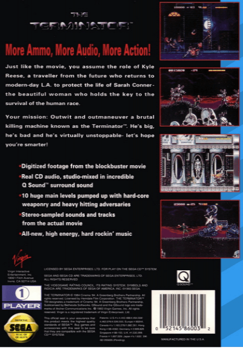 The Terminator — Box back