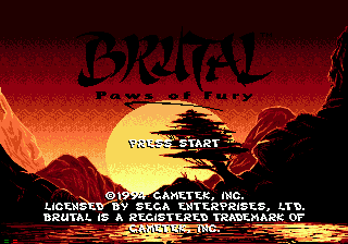 Brutal : Paws of Fury — Title screen