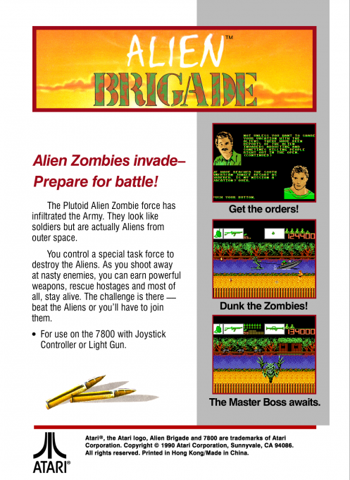 Alien Brigade — Box back