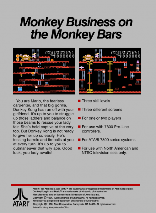 Donkey Kong — Box back