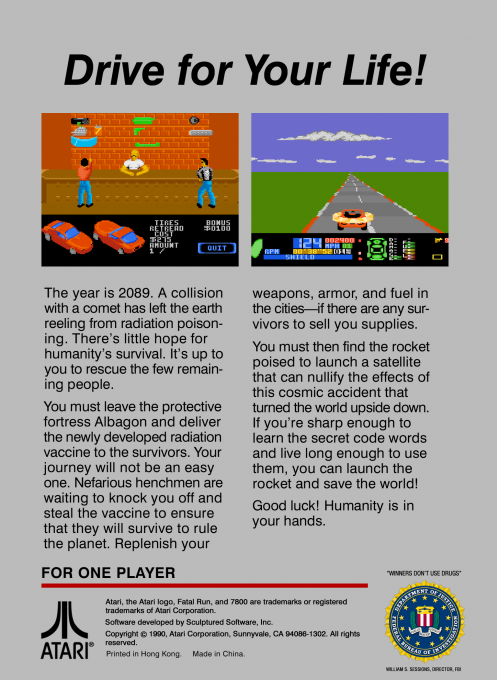Fatal Run — Box back