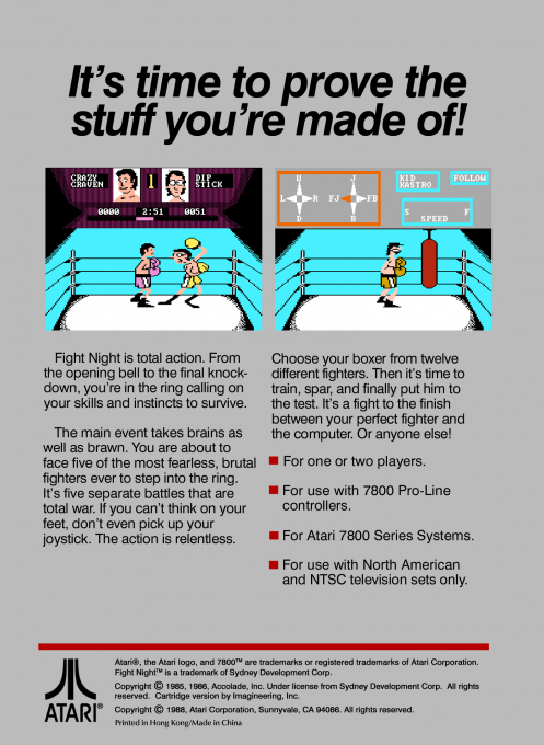Fight Night — Box back