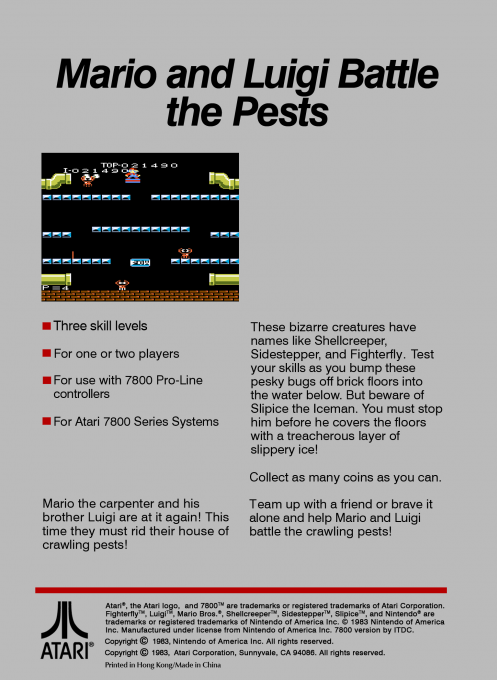 Mario Bros. — Box back