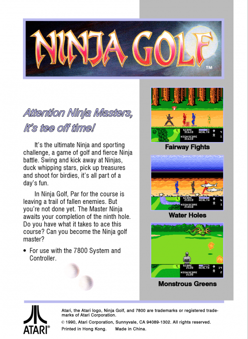 Ninja Golf — Box back