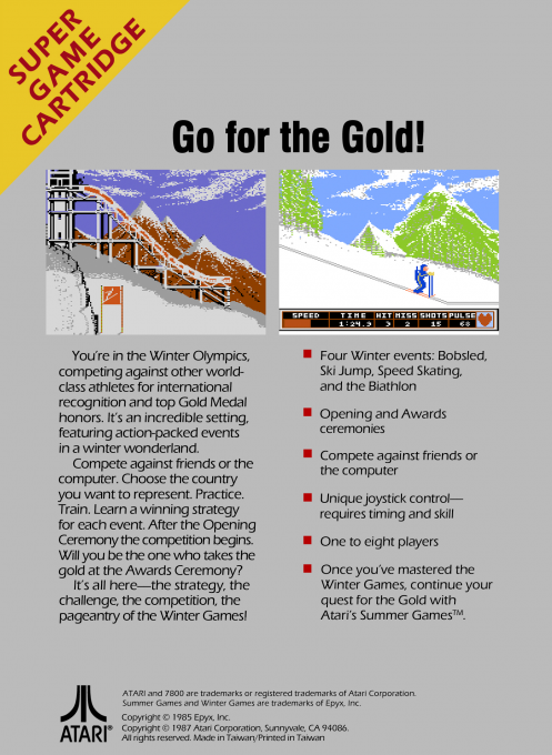 Winter Games — Box back