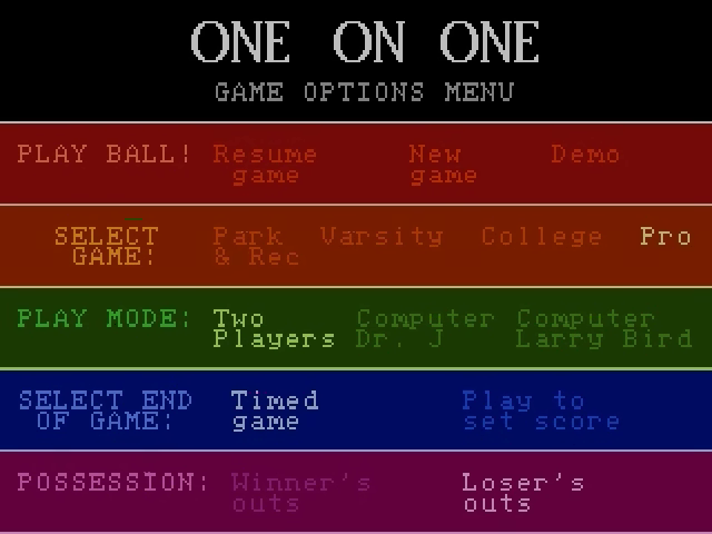 One-On-One Basketball — Title screen