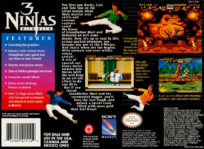 3 Ninjas Kick Back — Box back