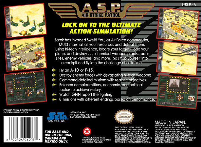 A.S.P. : Air Strike Patrol — Box back