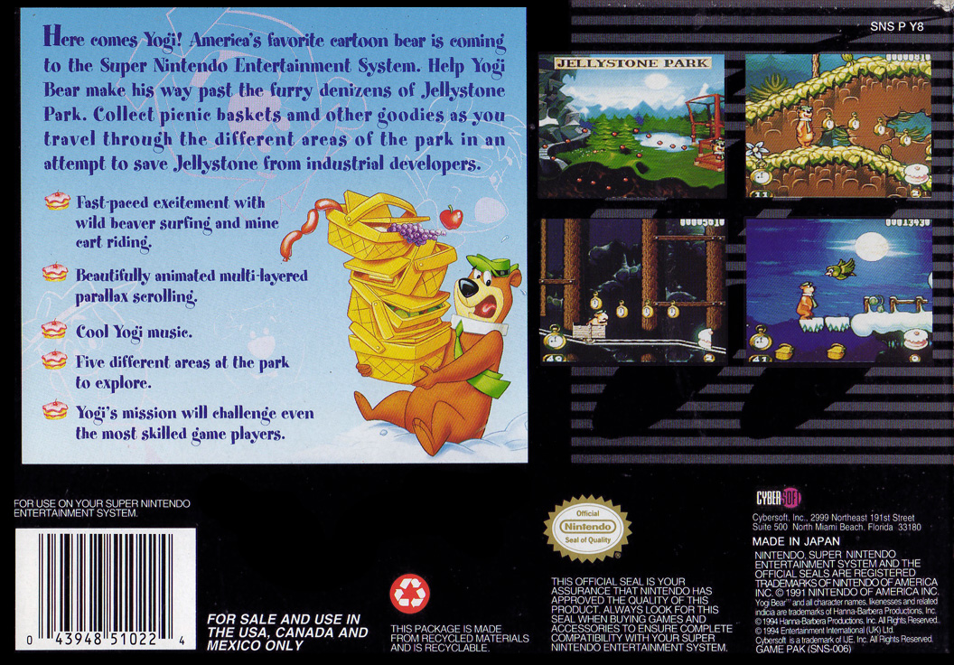 Adventures of Yogi Bear — Box back