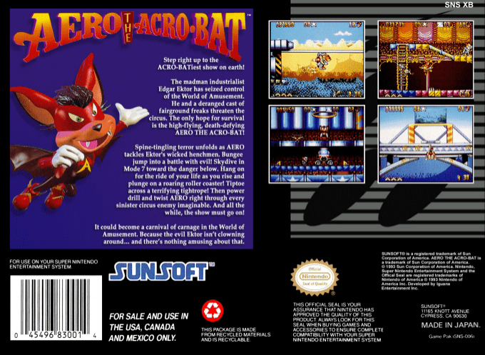 Aero the Acro-Bat — Box back