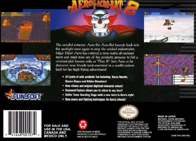 Aero the Acro-Bat 2 — Box back