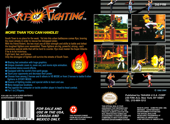 Art of Fighting — Box back