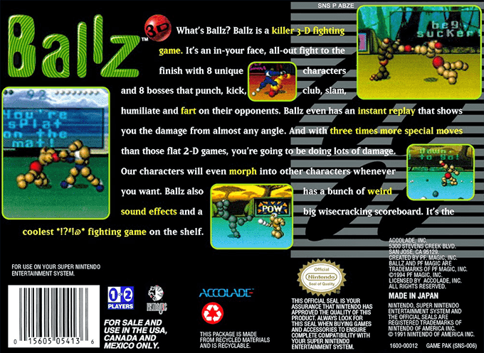 Ballz 3D : Fighting at Its Ballziest — Box back
