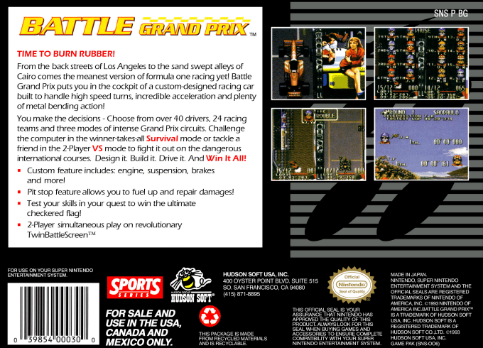 Battle Grand Prix — Box back